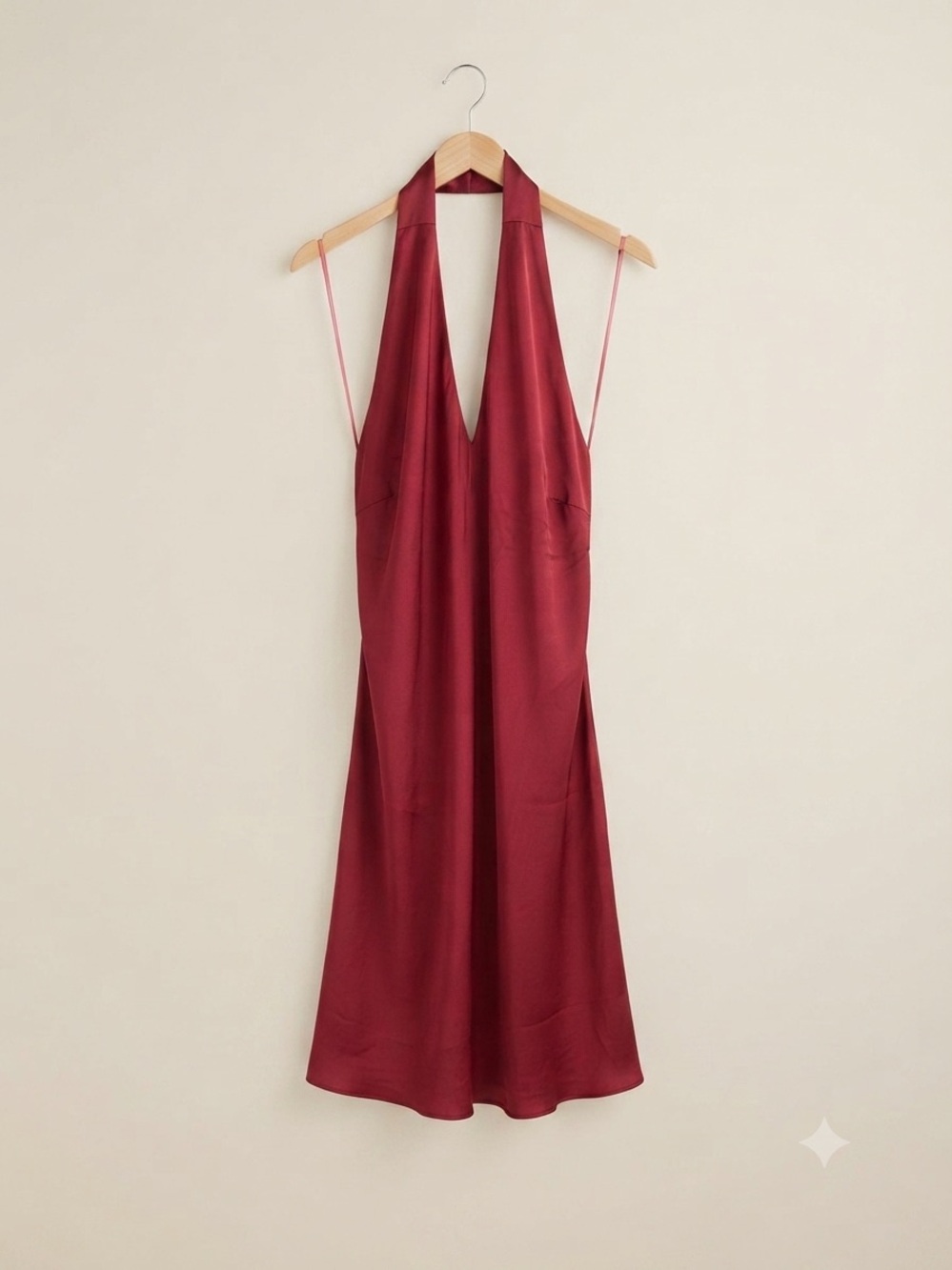 Backless Halter Satin Dress in Deep Berry NWOT 1X